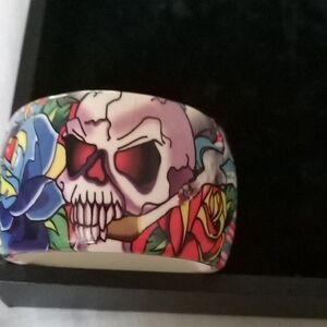 Skull & Rose Colorful Resin Cuff Bracelet - Women Jewelry Bracelets
